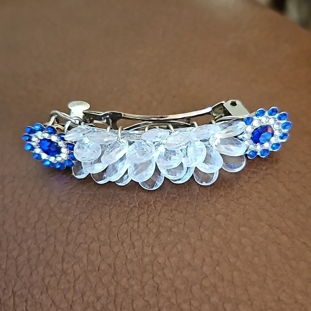 3/$20 Baby Blue Hair Bow Scrunchies and Small Beaded Barrette